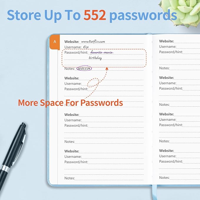 Password Book with Alphabetical Tabs, Password Keeper Book - Image 3