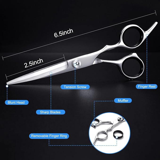 Hair Cutting Scissors, 6.5" Stainless Steel Barber Haircut Shears - Image 2