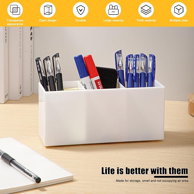 Cerpourt White Makeup Brush Organizer, Acrylic Cosmetic Brushes Storage Holder - Image 3