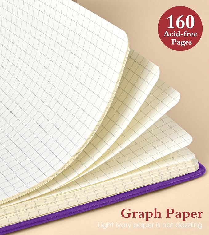 PAIBAS Graph Notebook for Women Men, 160 Pages Grid Paper, Graphing Notebooks - Image 4