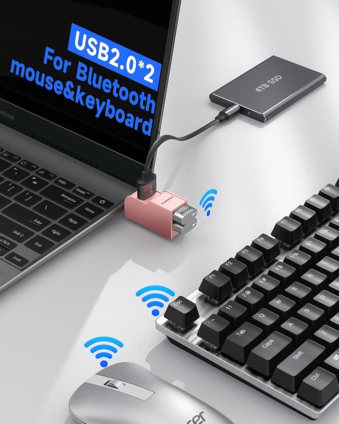 3 Ports USB 3.0 Adapter, USB Hub with 1 USB 3.0 and 2 USB 2.0 Port, Portable USB Port Splitter for Keyborad, Mobile Hard Disk, U Disk, Camera, Mouse,etc (Pink)-DeskLoop Office