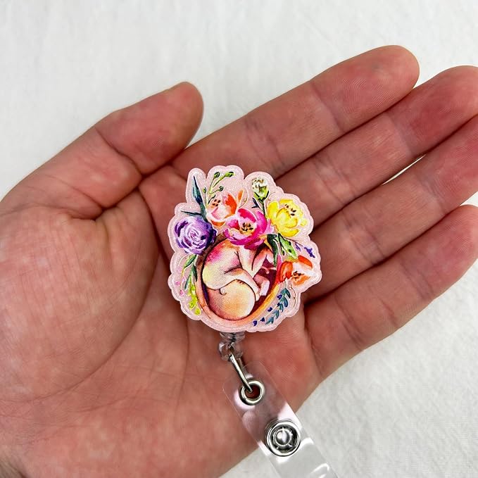 Floral Fetus L&D Badge Reel Retractable - Image 3