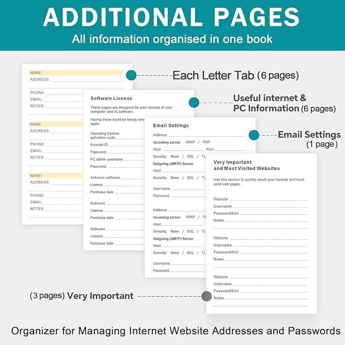 Address Book with Colorful Alphabetical Tabs – Hardcover Contact Organizer - Image 6