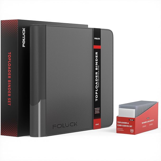 Foluck 12 Pocket Top Loader Binder, Holds 480 Toploaders, Side-Loading Trading by Foluck