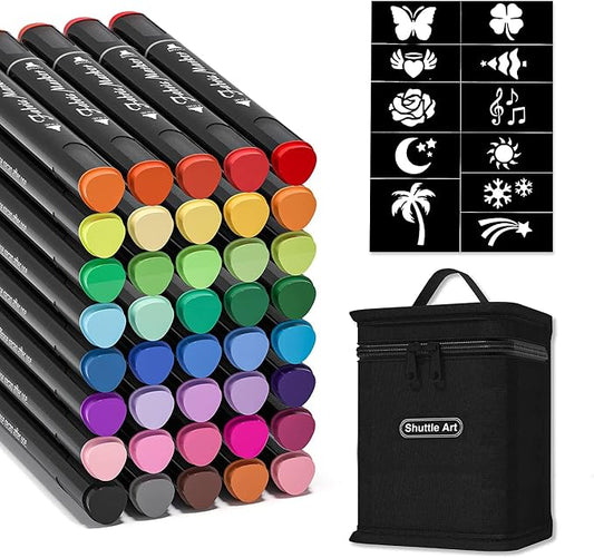 Shuttle Art Fabric Markers, 40 Colors Dual Tip Fabric Marker Pens Permanent No by ShuttleArt