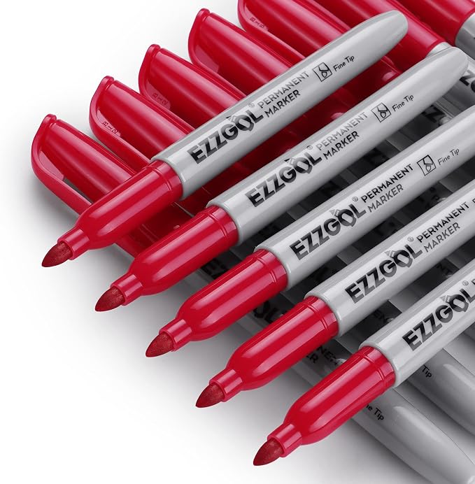 Ezzgol Permanent Markers Bulk, 72 Pack Red Permanent Marker Set, Fine Tip - Image 2