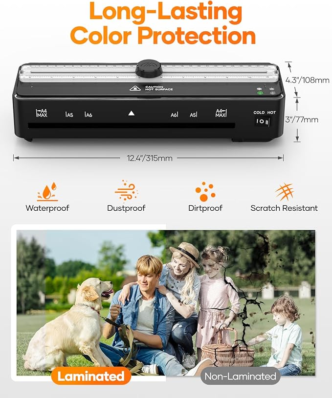 Kejector Laminator Machine, 9 Inch with 20 A4 Sheets Thermal and Cold Lamination Built in Cutter Quick Warm Up for Home Office School-DeskLoop Office