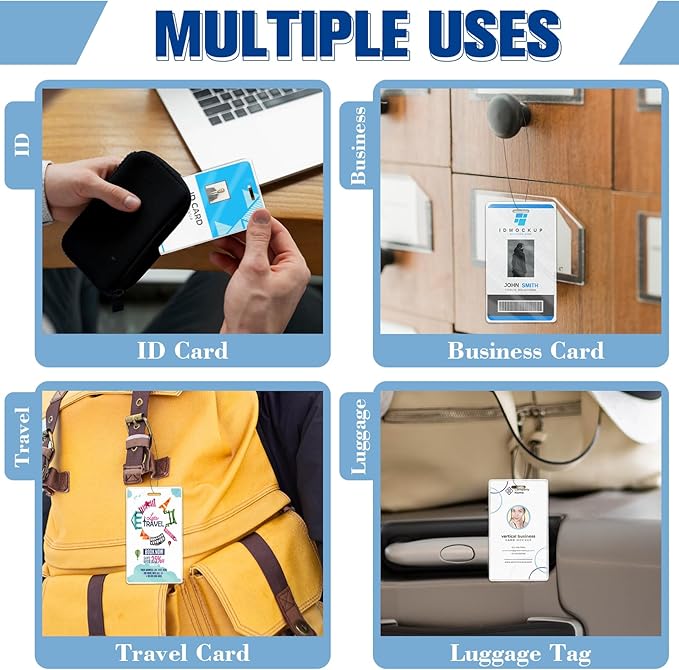 200 Pieces 5 Mil 2 1/2" x 4 1/4" Luggage Laminating Pouches Without Rope Clear Thermal Laminate Pouch Tags with Slot Hole for Pass Cards Student ID (200, 5 Mil-No Loops)-DeskLoop Office