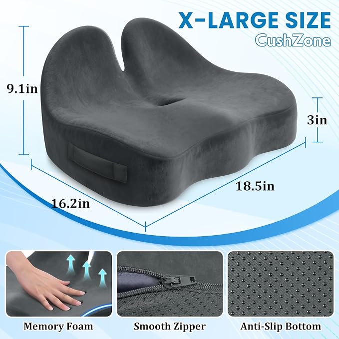 CushZone Seat Cushion, Memory Foam Office Chair Seat Cushion - Image 2