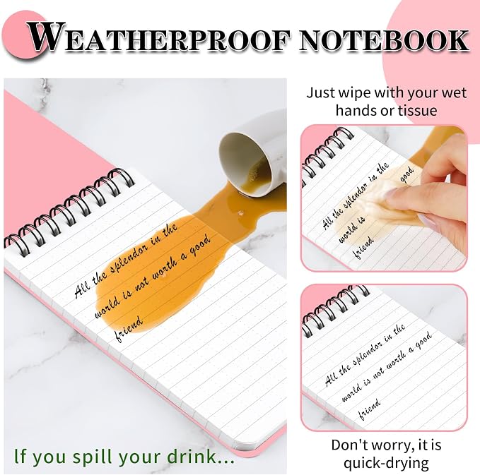 COIDEA Waterproof Notebook, 4 Pack Top-Spiral Pocket Notepad, All Weather - Image 4