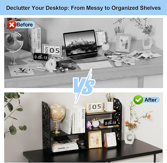 YGYQZ Desk Shelves Desktop Orgnizer Shelf-Black Office Organization - Image 4