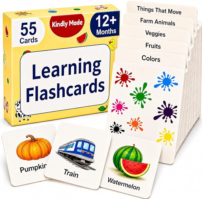 Flash Cards for Toddlers 1–3 – 55 Thick & Durable Learning Flashcards, First by Unknown