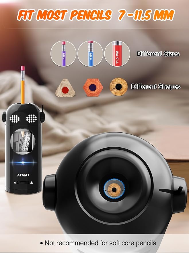 AFMAT Electric Pencil Sharpener Fully Automatic, Colored Pencil Sharpeners - Image 3
