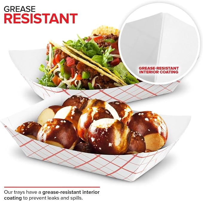 Paper Food Boats – 1 lb Disposable Red & White Checkered Serving Trays - Image 3