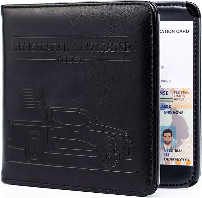 CANOPUS Car Registration and Insurance Holder, Magnetic Closure, Embossed Card by CANOPUS