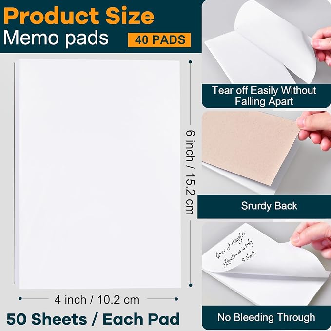 Beieverluck 20 Pack Note Pads 4x6, Small Notepads Memo Pads, 50 Sheets Per Note - Image 2