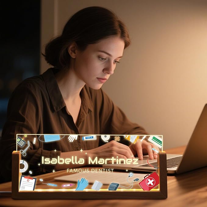 Custom Light Up Name Plate for Desk, Personalized LED Acrylic Name Sign - Image 4