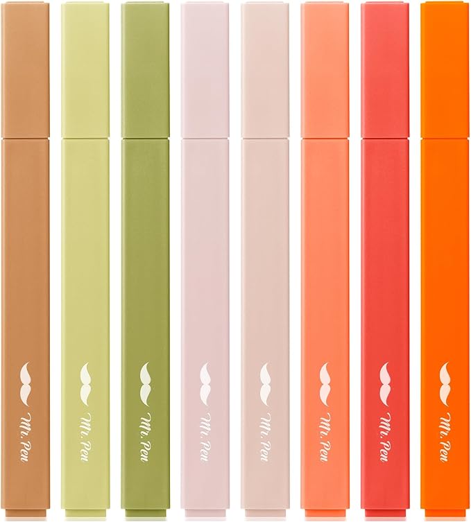 Mr. Pen- Aesthetic Highlighters, 8 Pack, Chisel Tip, Autumn Earth | Cute by MrPen