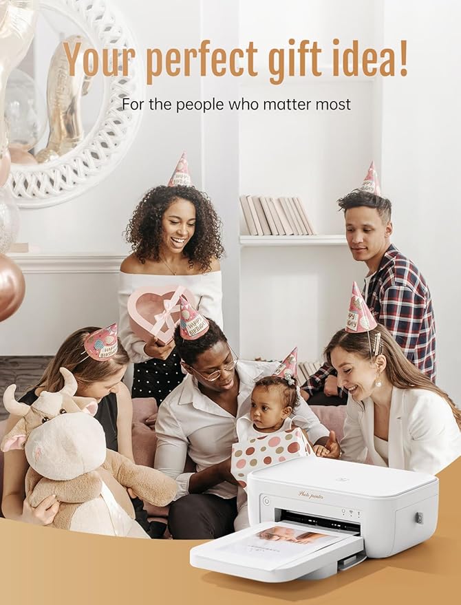 HPRT 4x6 Photo Printer, +20 Sheets&1 Ribbon, Picture Printer for iPhone, Android, Portable Dye-Sublimation, AR Video Printing（White）-DeskLoop Office