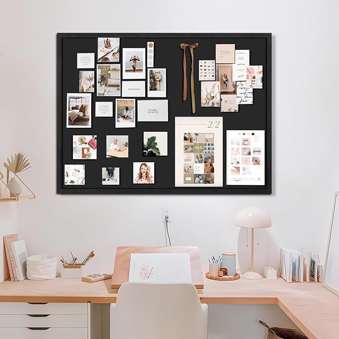 Miratino Large Bulletin Board, 48 "x 36" Black Cork Boards for Walls with Frame, Pin Display Board Vision Board for Home School Office Decor-DeskLoop Office