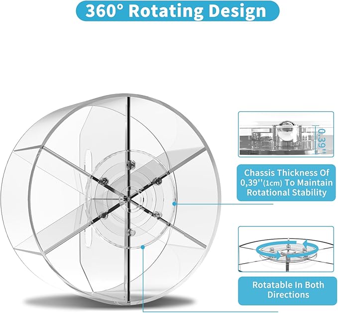 Acrylic Pen Holder for Desks, Acrylic Desk Organizer Clear, 360 Degree Pencil Holder for Desk Kids, Rotating Desk Organizer Rotating Pen Holder for Desk, Art Supply Storage Organizer 6 Compartments-DeskLoop Office