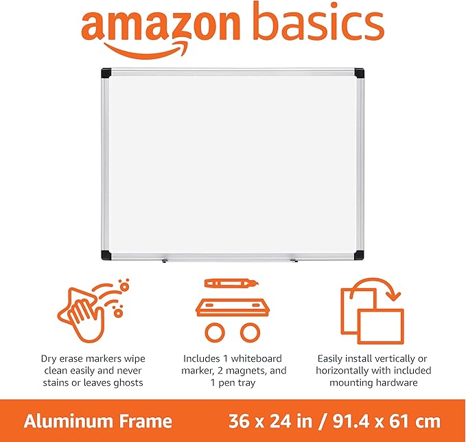 Amazon Basics Magnetic Dry Erase Whiteboard, Aluminum Frame - Image 2