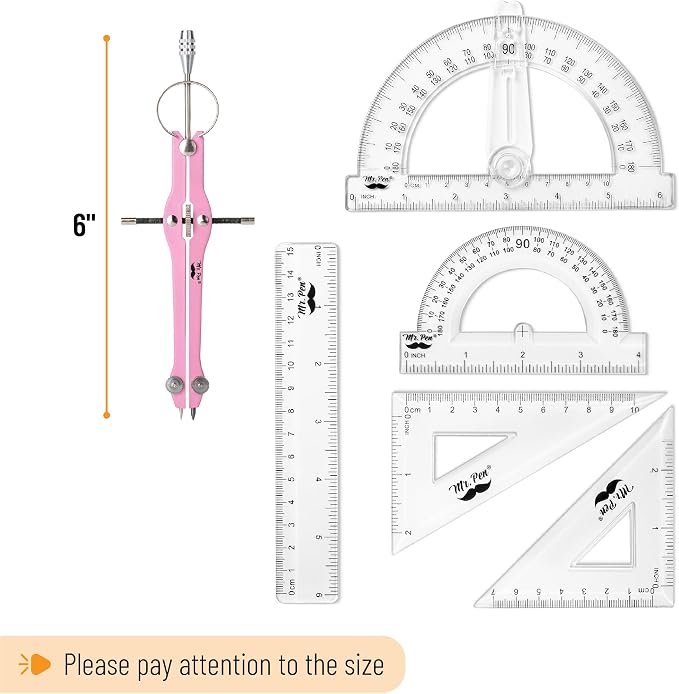 Mr. Pen- Geometry Set, 6 Inch Swing Arm Protractor, Divider | Set Squares - Image 4