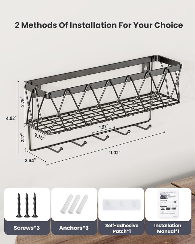 Key Holder Wall Mount Adhesive- Key and Mail Holder - Image 3