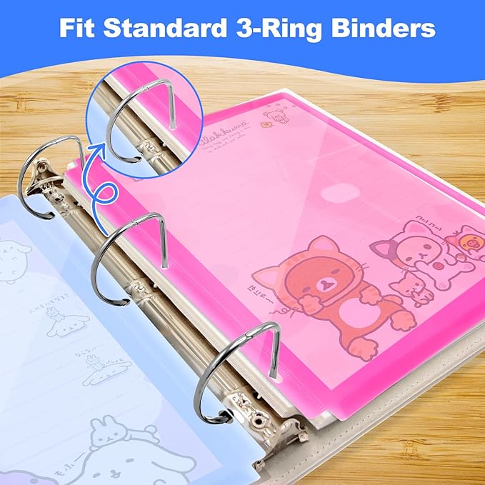 Azureal 8 Pack Binder Organizer, Plastic Binder Pockets - Image 4