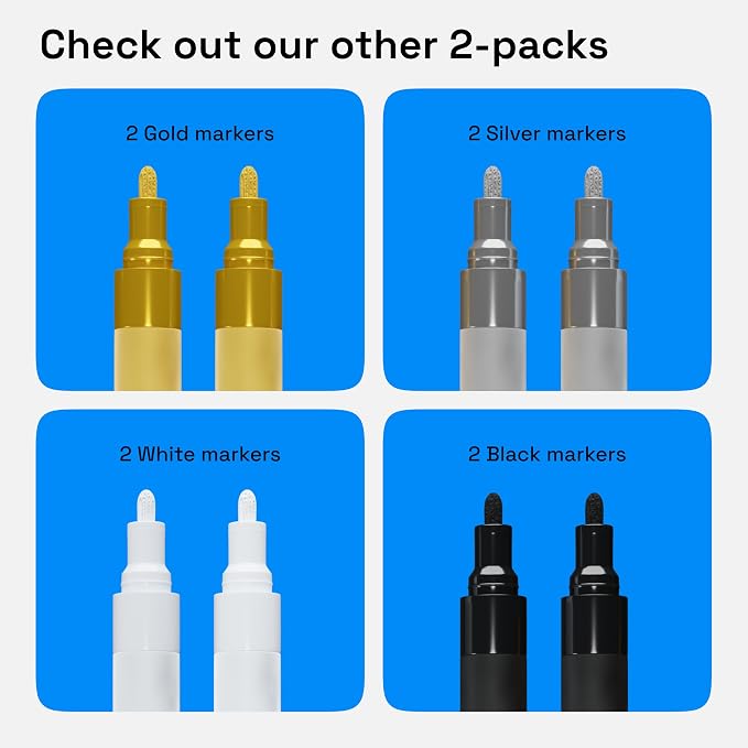 ARTISTRO 2 White Acrylic Paint Markers - 3mm Medium-Tip Paint Pens - Perfect - Image 7