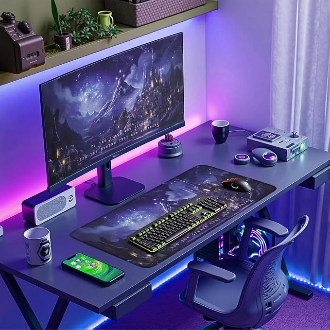 Purple Velaris Desk Mat Acotar Desk Mat Night Castle Fantasy Mouse Pad Large - Image 3
