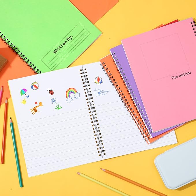 Henoyso 20 Pcs 100/50 Sheets Primary Composition Notebook K-2 Bulk Spiral Primary Journal Drawing Handwriting Practice for Kids Kindergarten 1st 2nd Back to School Supplies (Pastel Color,50 Sheets)-DeskLoop Office