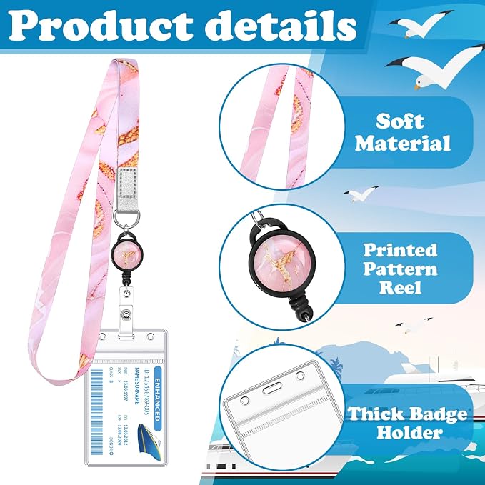 4 Pack Cruise Lanyard for Ship Cards Marble Cute Lanyards - Image 3