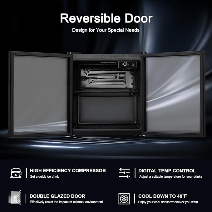 Antarctic Star Mini Fridge Cooler - 12 Bottle 48 Can Beverage Refrigerator Glass Door for Drinks or Beer Wine –Small Drink Dispenser for Home, Office or Bar, Electronic Temperature Control，1.3cu.ft.-DeskLoop Office