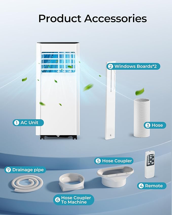 EUHOMY 10,000 BTU Portable Air Conditioners Unit Up to 450 Sq.Ft, 3-in-1 Portable Air Conditioner, Portable AC Unit with Cool, Fan, Dehumidifier, Sleep Mode, 24H Timer, RVs, Office, Apartments, White-DeskLoop Office