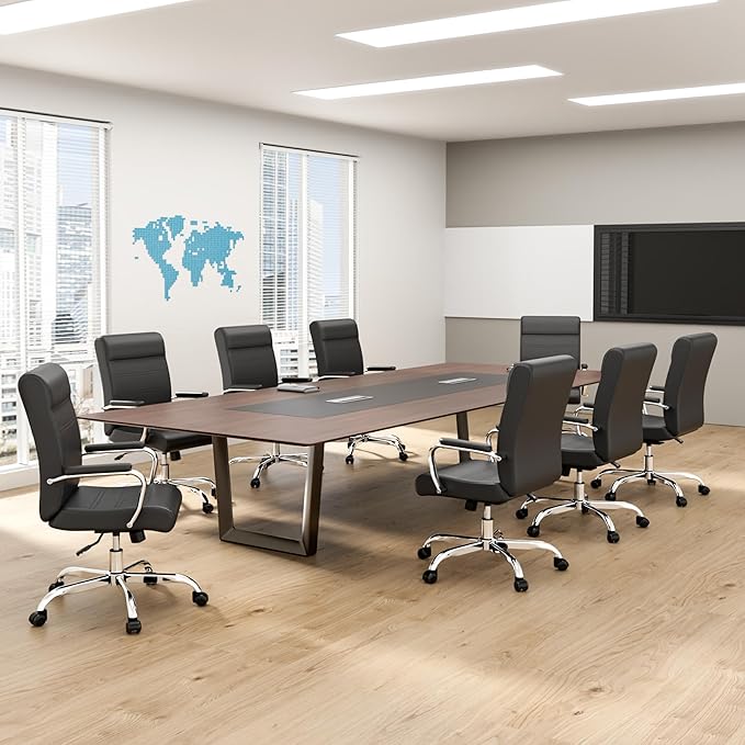 Office Desk Chair,Modern Leather Conference Room Chairs,High Back Ergonomic Home ofiice Chair,Adjustable Height Swivel Executive Computer Chair with Padded Seat and Armrest-DeskLoop Office