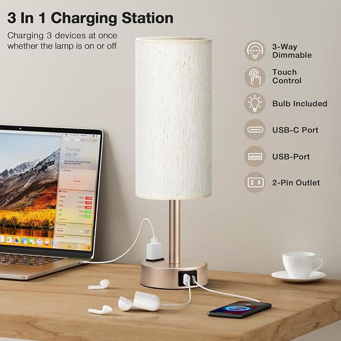 Fenmzee Bedside Table Lamp for Bedroom - Image 4