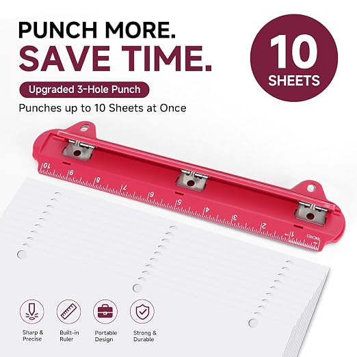 3 Hole Punch Portable Binder Punch - Image 2
