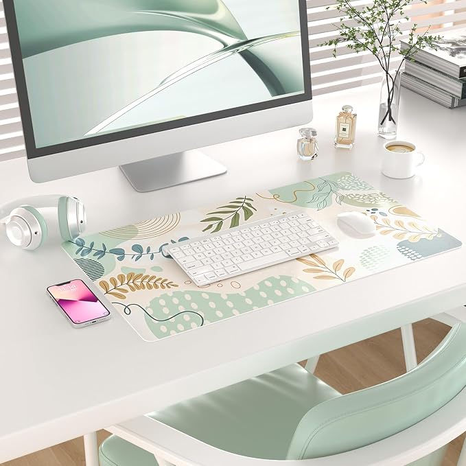 Colorful Star Minimalist Large Mouse Pad, Abstract Botanical Waterproof Desk Mat - Image 2