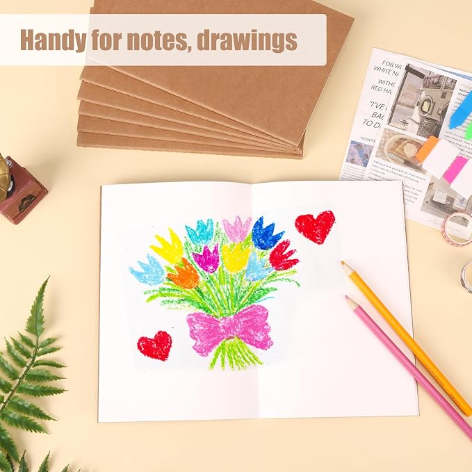 EOOUT 24 Pack Blank Kraft Notebooks, A5 Journals Notebook Bulk, Unlined Paper - Image 5