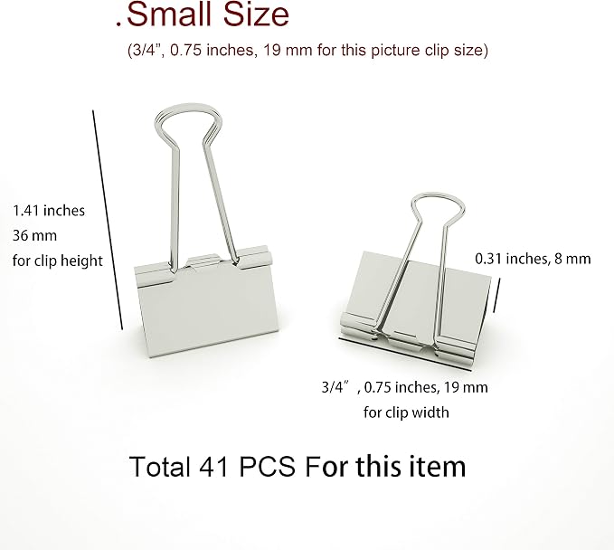 Nctinystore Silver Binder Clips Small Metal Clamp 3/4-in / 0.75-inch / 19-mm - Image 2