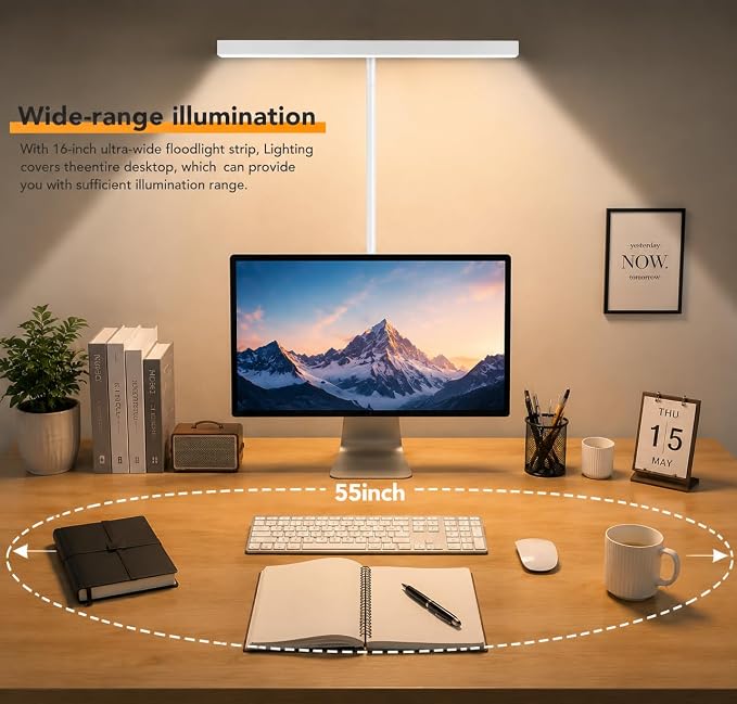 LED Desk Lamp with clamp, Remote Control Desk Lamp, 5 Color Modes & 10 - Image 4