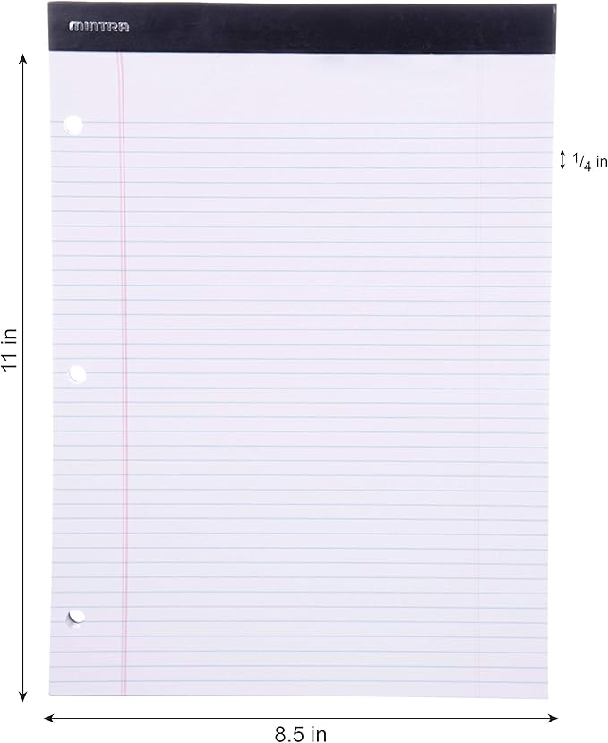 Mintra Office Legal Pads (Double Pad 3pk (White), 8.5in x 11in (Narrow Ruled))-DeskLoop Office