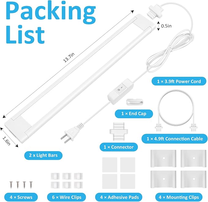 maylit Under Cabinet Lighting Plug in, Renter Friendly Lamp, Wired Indoor Lights - Image 7