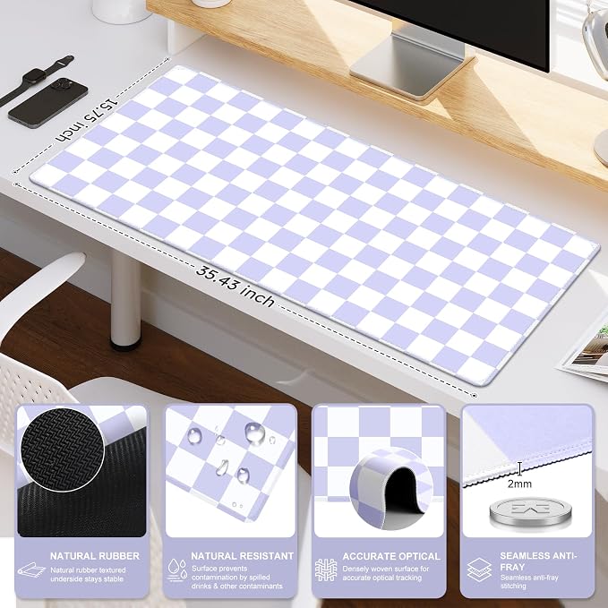 iCasso Desk Pad Mat, Desk Matt for Desktop, Cute XXL Large Mouse Pad, Anti-Slip - Image 2