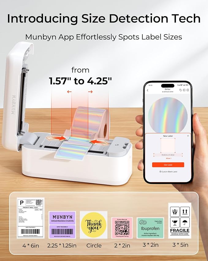 MUNBYN Bluetooth Thermal Label Printer RealWriter RW402B, 4x6 Shipping Label Printer for Small Business, Compatible with Android, iPhone and Windows, Mac, Chromebook, Ebay, USPS, FedEx, Shopify-DeskLoop Office