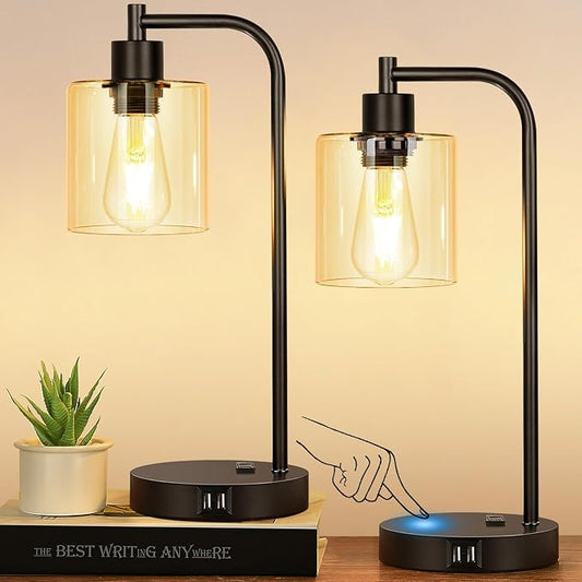 Set of 2 Industrial Touch Control Table Lamps by Nintiue