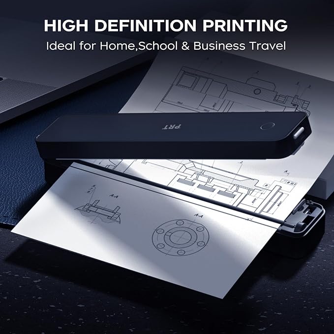 PRT Thermal Portable Printer Wireless for Travel, Inkless Bluetooth Support 8.5"x11" US Letter, A4, Compatible with iOS, Android, Laptop, Mobile Printer for Office, Vehicle, Home Use-DeskLoop Office
