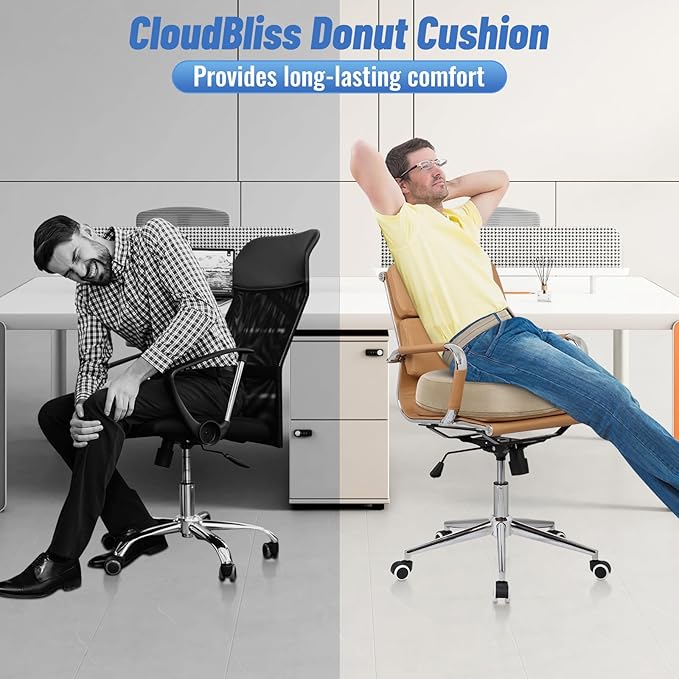CloudBliss Donut Pillow Seat Cushion Chair Pad for Tailbone Pain Relief and Hemorrhoids, Memory Foam Seat Chair Cushion for Men and Women for Home & Office, (Khaki-XL)-DeskLoop Office