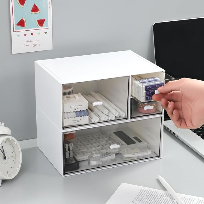 MILULUGO Desk Organizer with 4 Drawers, Makeup Organizer, Desktop Storage Box - Image 8